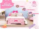 Princess-Themed Kids Toddler Bed w/ Cute Patterns, Safety Rails, for Ages 3-6 Years - Pink T3398P347981