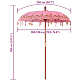 Balinese Parasol Pink x 260 cm Cotton and Wood 42006462