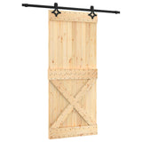 Sliding Door Natural and Black 90 x 210 cm Solid Pine Wood 3445076