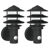 Outdoor Wall Lights with Sensors 2pcs Black Stainless Steel 4006235