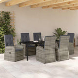Garden Dining Set with Cushion 7 pcs Grey Poly Rattan 3379497