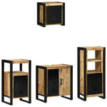 Bathroom Furniture Set with Shelf 4 pcs Brown Solid Mango Wood 3305646