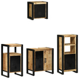 Bathroom Furniture Set with Shelf 4 pcs Brown Solid Mango Wood 3305646