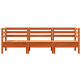 Garden Sofa Wax Brown Solid Pine Wood 3-Seater Modular 838030