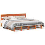 ZNTS Bed Frame without Mattress Wax Brown 200x200 cm Solid Wood Pine 3302308
