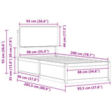 Bed Frame with Upholstered Headboard Light Grey 90 x 200 cm 877658