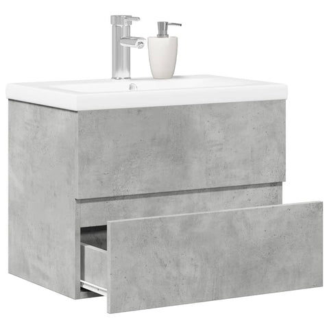 ZNTS 2 Piece Bathroom Furniture Set Concrete Grey Engineered Wood 3324908