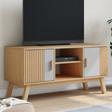 TV Cabinet OLDEN Grey and Brown 114x43x57 cm Solid Wood Pine 358601