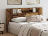 Headboard Cabinet with LED Old Wood 140 x 16.5 x 103.5 cm 8006566