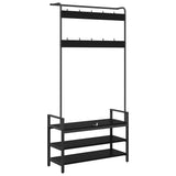 Coat Rack with Shelf Black Oak 95 x 34 x 184 cm Engineered wood 879959