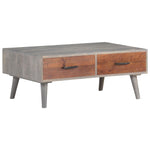 ZNTS Coffee Table Grey 100x60x40 cm Solid Rough Mango Wood 321808