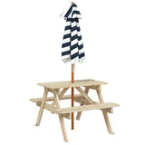 Picnic Table for 4 Kids with Umbrella Solid Wood Fir 3281614