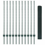Welded Wire Fence with Posts 25 x 1.2 m PVC-Coated Steel Green 3336485