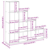 Room Divider Bookcase 4-Tier Grey Sonoma 131,5x29x131,5 cm Engineered Wood 857972