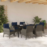 Garden Dining Set with Cushion 7 pcs Grey Poly Rattan 3380194
