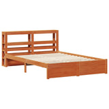 Bed Frame with Headboard Wax Brown 140 x 200 cm Solid Pine Wood 3422732