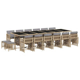 17 Piece Garden Dining Set with Cushions Mix Beige Poly Rattan 3211728
