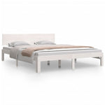 Bed Frame without Mattress White Solid Wood Pine 160x200cm 810506