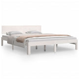 Bed Frame without Mattress White Solid Wood Pine 160x200cm 810506