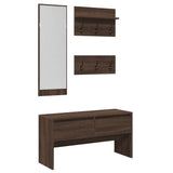 4 Piece Hallway Furniture Set Brown Oak Engineered Wood 847925