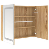 ZNTS LED Bathroom Mirror Cabinet Oak 80x12x68 cm 326515