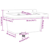 Sink Washbasin for Wall Mounting Grey 50x35x24 cm Resin 4002797