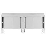 Work Tables with Sliding Doors 2pcs 240x50xcm Stainless Steel 3055903
