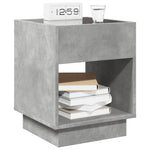 ZNTS Bedside Table with Infinity LED Concrete Grey 40x40x50 cm 3284080