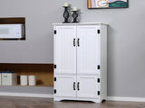 Accent Floor Storage Cabinet Kitchen Cupboard with Adjustable Shelves and 2 Lower Doors, White T3398P341252