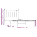 Metal Bed Frame without Mattress with Headboard White 90x190cm 353578