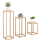 3 Piece Plant Stand Set Solid Wood Pine 822267