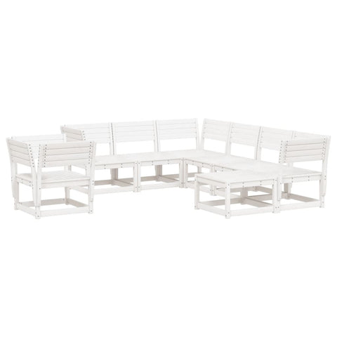 ZNTS 8 Piece Garden Lounge Set White Solid Wood Pine 3216941