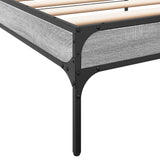 ZNTS Bed Frame Grey Sonoma 90x190 cm Single Engineered Wood and Metal 845054