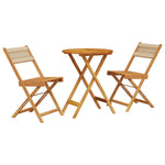 ZNTS 3 Piece Bistro Set Beige Polypropylene and Solid Wood 3281747