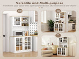 Freestanding Kitchen Cupboard, Storage Cabinet with Doors and Adjustable Shelves, Counter Top, Grid T3398P378041