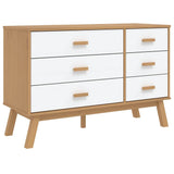 Drawer Cabinet OLDEN White and Brown Solid Wood Pine 358593
