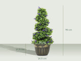 Set of 2 Decorative Artificial, Boxwood Spiral Topiary Tree with Lavender and Pot, Fake T3398P342966
