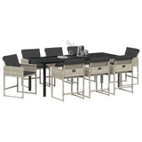 Garden Dining Set 9 pcs Light Grey Poly Rattan 3380736