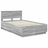 Bed Frame Grey Sonoma 135 x 190 cm Engineered Wood 3408087