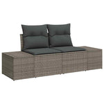 Garden Sofa with Cushion Grey 123 x 62 x 69cm Poly Rattan 42006794