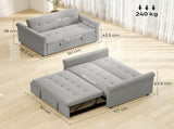 Two-Seater Velvet-Feel Sofa Bed - Grey T3398P424907