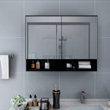 LED Bathroom Mirror Cabinet Black 80x15x60 cm MDF 323605