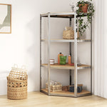 4-Layer Corner Shelf Silver Steel&Engineered Wood 152851