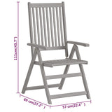Garden Dining Set Grey Solid Acacia wood with grey wash finish 3079650