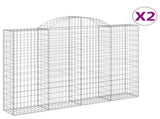 Arched Gabion Baskets 2 pcs 200x30x140/160 cm Galvanised Iron 3146152