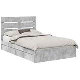 Storage Bed Concrete Grey 135 x 190 cm Engineered Wood 3411905