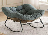 Oversize Rocking Chair Egg-Shaped Wicker Rattan Patio Lounge with Thick Cushion, Perfect for W5807P528179
