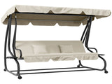 Three-Person garden Swing Chair, with Adjustable Canopy - Cream White T3398P318760