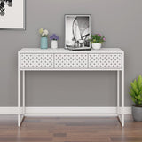 Console Table White 106x35x75 cm Steel 335893