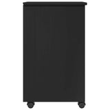 Rolling Cabinet Black 34 x 39 x 65.5 cm Solid Pine Wood 42028355
